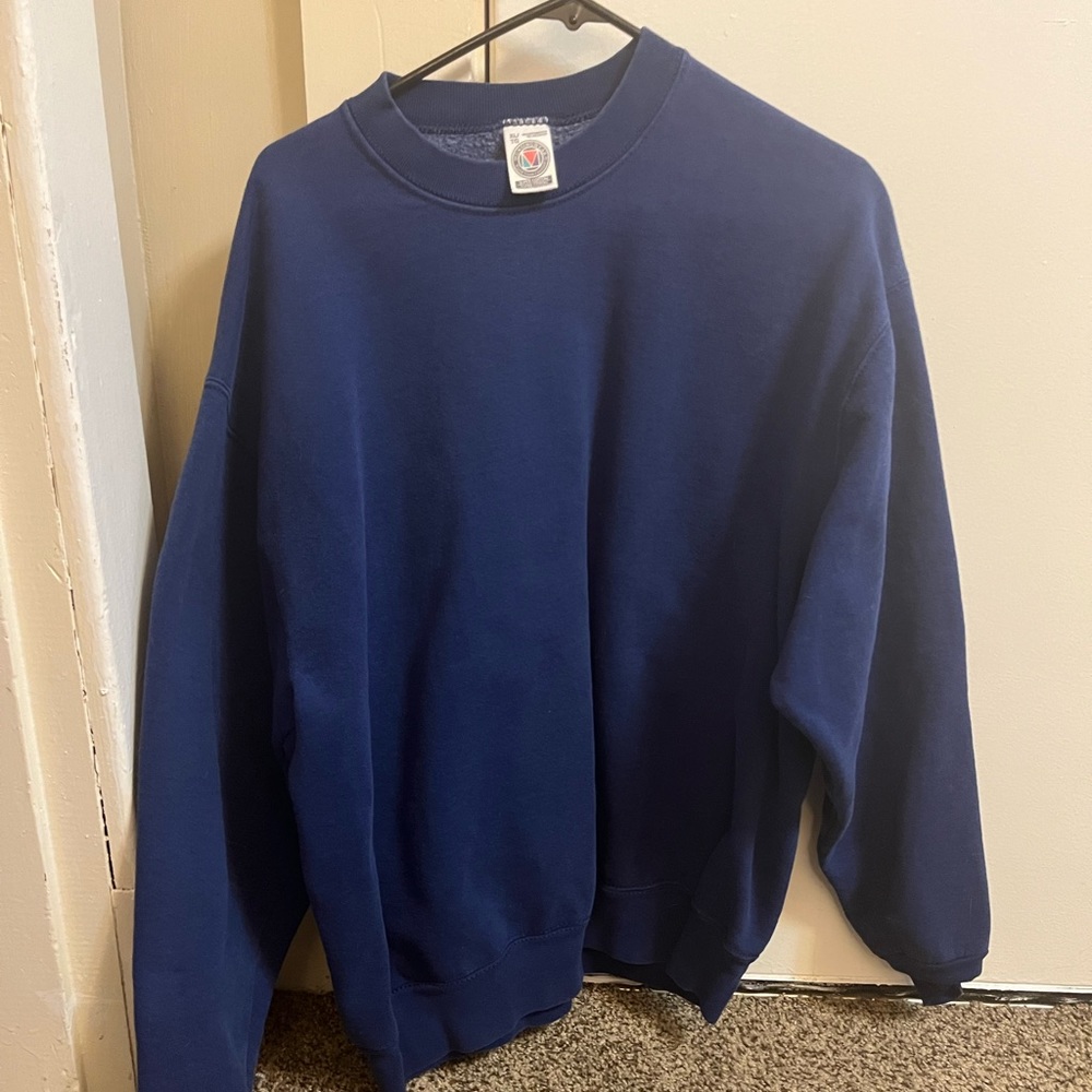 Blue crew neck sweatshirt